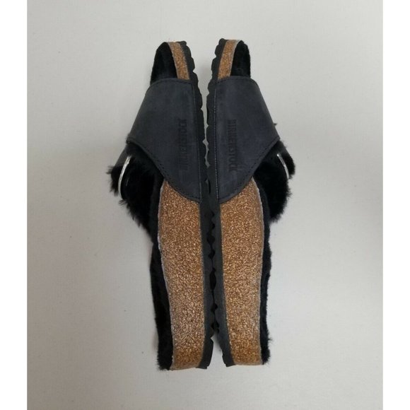 Birkenstock Madrid Big Buckle Black Oiled Leather Shearling Size 39 Narrow New - Picture 4 of 6